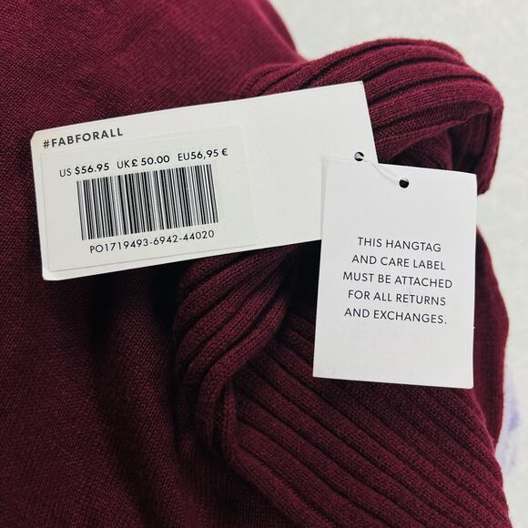 JustFab Burgundy Sweater Dress Womens Small Cold Shoulder Knit Bodycon Workwear - Picture 11 of 13